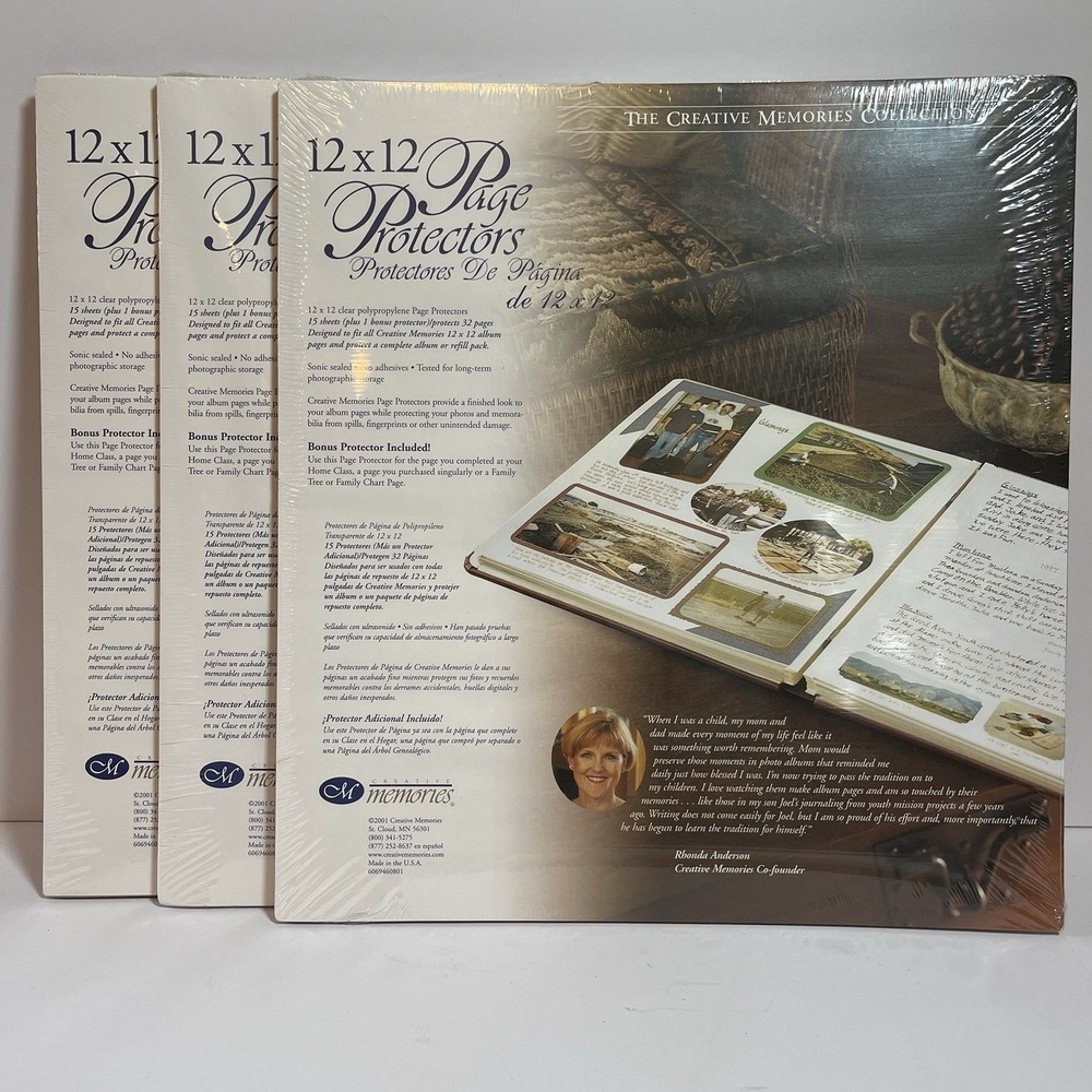 Lot Of 3 Creative Memories 12x12 Page Protectors 15 sheets/ 32 pages new 2001